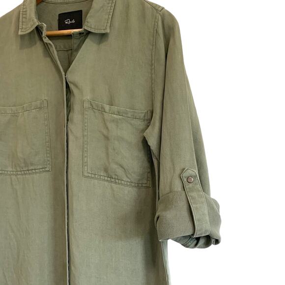 Rails Karlie Long Sleeve Utility Button Down Collared Shirt Dress Olive Green XS - Picture 7 of 11